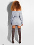 New Grey Off Shoulder Lace-up Backless Long Sleeve Casual Mini Dress