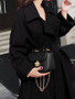 New Black Belt Pockets Turndown Collar Long Sleeve Fashion Outerwear