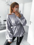 New Grey Sashes Bow Long Sleeve Casual Sweet Going out T-Shirt