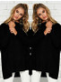 New Black Plain Irregular Round Neck Long Sleeve Casual T-Shirt