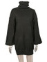 New Black Grey Cut Out Draped High Neck Long Sleeve Casual Sweater