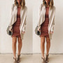 New Khaki Irregular Long Sleeve Fashion Going out Cardigan Coat