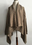 New Khaki Pockets Irregular Turndown Collar Long Sleeve Fashion Cardigan Coat