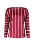 New Red Asymmetric Shoulder Round Neck Long Sleeve Casual T-Shirt