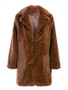 New Camel Pockets Faux Fur Turndown Collar Long Sleeve Oversize Coat
