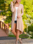 New Khaki Pockets Long Sleeve Casual Sweet Going out Outerwear