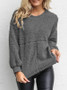 New Grey Long Sleeve Round Neck Casual Sweet Going out Sweatshirt