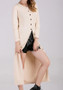 New Apricot Single Breasted Round Neck Long Sleeve Cardigan Sweater
