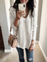 New White Drawstring V-neck Long Sleeve Fashion Hooded Sweatshirt