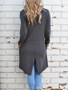 New Grey Ruffle Long Sleeve V-neck Casual Sweet Going out Coat