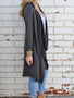 New Grey Ruffle Long Sleeve V-neck Casual Sweet Going out Coat