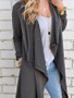 New Grey Ruffle Long Sleeve V-neck Casual Sweet Going out Coat