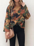 New Brown Camouflage Print Round Neck Long Sleeve Fashion T-Shirt