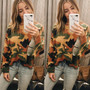 New Brown Camouflage Print Round Neck Long Sleeve Fashion T-Shirt