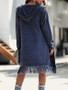 New Blue Pockets Tassel Hooded Long Sleeve Oversize Cardigan Sweater