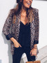 New Brown Leopard Print Round Neck Long Sleeve Fashion Coat