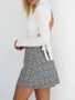 New White Irregular Backless Cut Out Bow Band Collar Long Sleeve Sweet Sweater