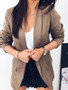 New Khaki Pockets Long Sleeve Casual Going out Sweet Suit