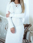 New White Drawstring V-neck Long Sleeve Fashion Mini Dress