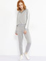 Casual V Neck Contrast Trim Sweatshirt And Slit Pocket Plain Slim-leg Pant