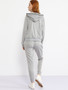 Casual V Neck Contrast Trim Sweatshirt And Slit Pocket Plain Slim-leg Pant