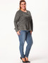 Casual Round Neck Plain Ruffled Hem Plus-size-jacketscoat