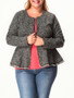 Casual Round Neck Plain Ruffled Hem Plus-size-jacketscoat