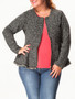 Casual Round Neck Plain Ruffled Hem Plus-size-jacketscoat