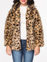 Casual Hooded Leopard Printed Fluffy Coat