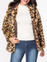 Casual Hooded Leopard Printed Fluffy Coat