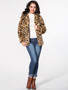 Casual Hooded Leopard Printed Fluffy Coat