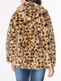 Casual Hooded Leopard Printed Fluffy Coat