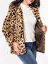 Casual Hooded Leopard Printed Fluffy Coat