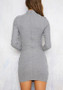 Grey Cut Out Round Neck Long Sleeve Knit Mini Dress