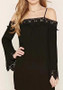 Black Patchwork Lace Hollow-out Spaghetti Strap Off Shoulder Long Sleeve Mini Dress