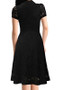 Black Lace V-neck Long Sleeve Fashion Midi Dress