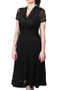 Black Lace V-neck Long Sleeve Fashion Midi Dress