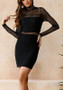 Black Cut Out Zipper High Neck Long Sleeve Mini Dress