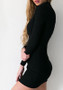 Black Cut Out Round Neck Long Sleeve Knit Mini Dress