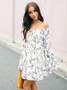 Floral Off-the-shoulder Ruffled Mini Dress