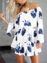 Floral Print Off-the-shoulder Ruffled Mini Dress