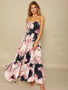 Bohemia Floral Off-shoulder Backless Maxi Dress