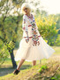 Floral V-Neck Half Sleeve Loose Midi Dress
