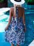 Pretty Sexy Floral-Print Straps Off-Back V Neck Lace-Up Midi Dress