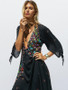 Beautiful Bohemia 3/4 Sleeve V-Neck Floral Black Maxi Dress