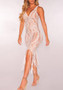 White Floral Lace Grenadine Tassel Backless Deep V-neck Beach Cover-Up Bikini Maxi Dress