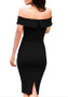 Black Floral Bodycon Off Shoulder Backless Elegant Party Midi Dress