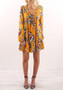 Casual Yellow Floral Print V-neck Fashion Mini Dress