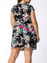 Casual V-Neck Floral Printed Plus Size Flared Dress