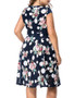 Casual Round Neck Floral Polka Dot Printed Plus Size Flared Dress